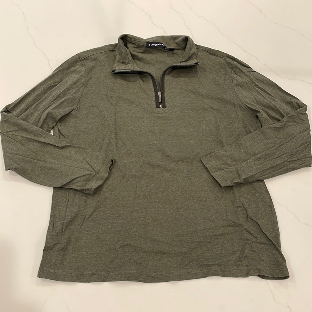 Hathaway 1/4 zip pullover shirt in heathered sage green long sleeve mens XL